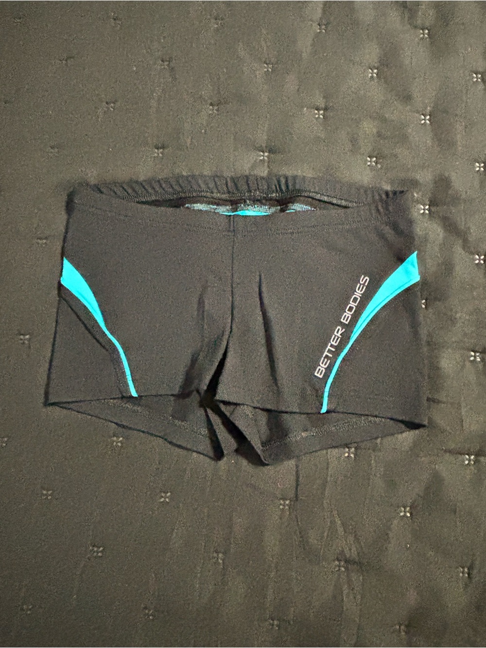 BETTER BODIES Black Shorts with Teal Interior Panel